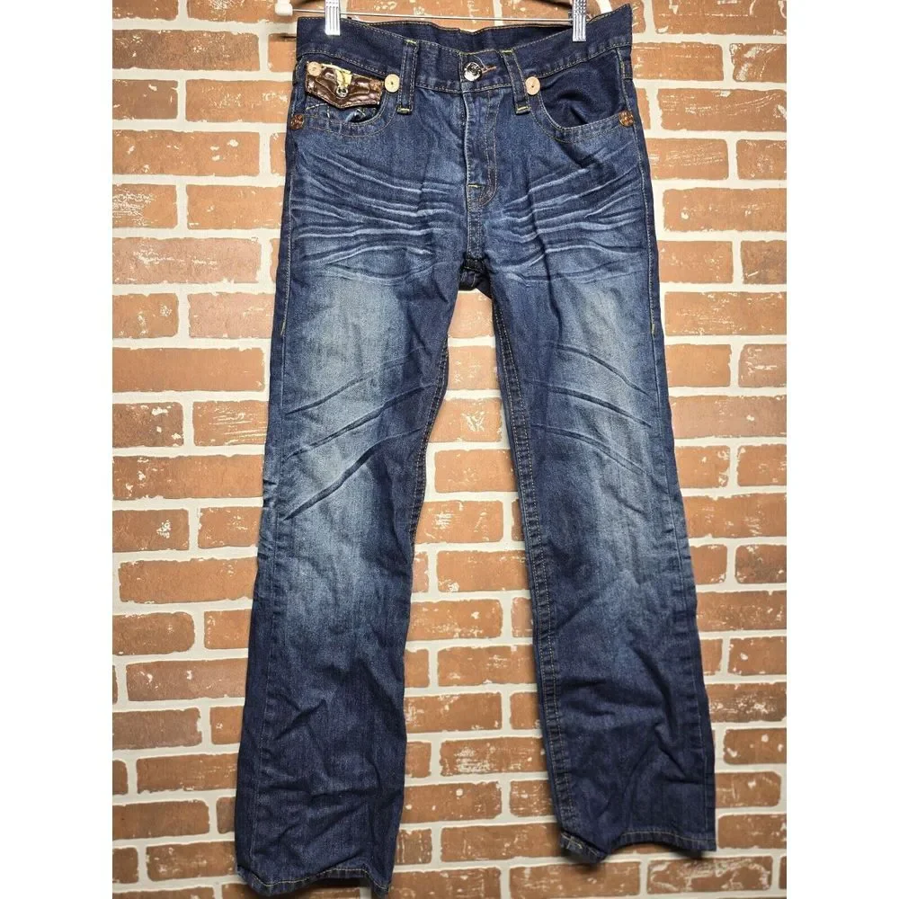 True Religion World‎ Tour Bootcut Jeans 34 Billy Supert Flap Pockets Denim READ!